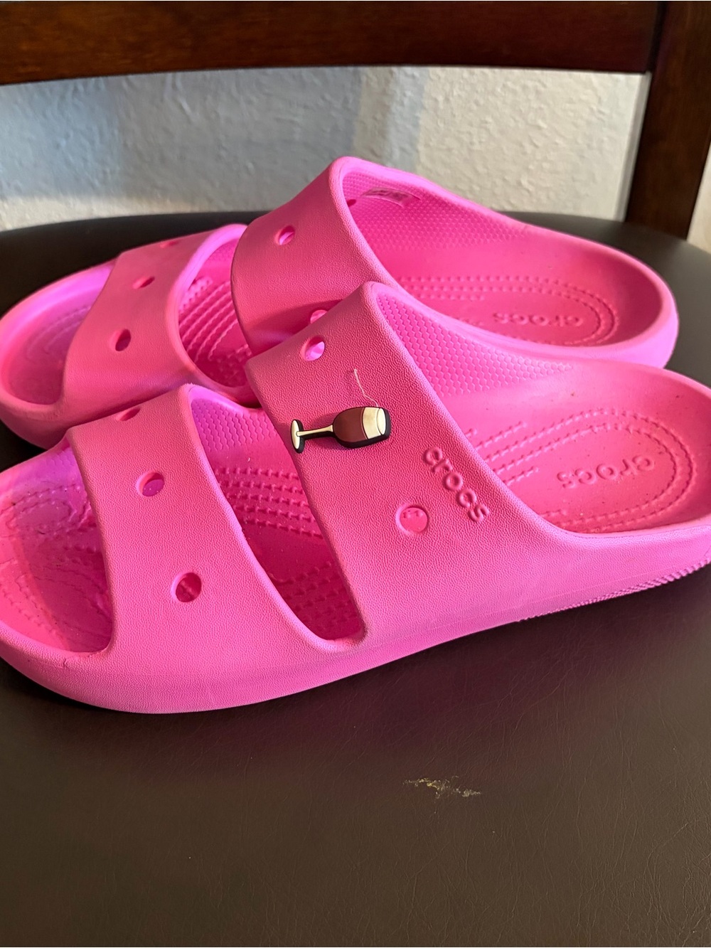 CROCS Pink Double-Strap Slide Sandals